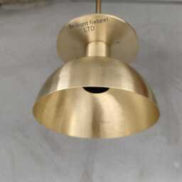 Mid Century Modern Brass Ceiling Light, Dome Kitchen Fixture Semi Flush Mount Minimalist Lamp - thumbnail 3