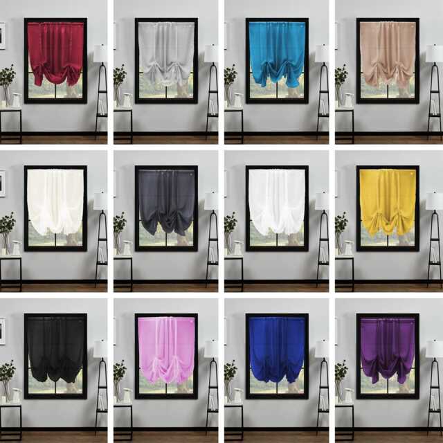 Plain Voile Tie Up Blind - 140cm Wide, Slot Top Curtain - image 1
