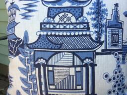 Schumacher Nanjing Pillow Cover in Blue & White Nanjing Design, Linen Backing - thumbnail 1