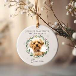 Personalised Pet Photo Christmas Memorial Bauble, Dog Xmas Tree Ornament, Gifts - thumbnail 1