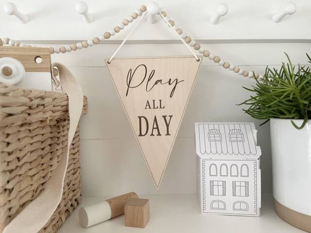 Play All Day Children's Wall Hanging Playroom/Nursery Kids Room Decor Pad341 - image 1