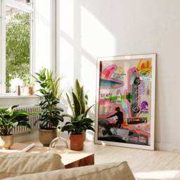 Trippy Surf Collage Print, California Coastal Wall Art, Skate Beach Illustration - thumbnail 2