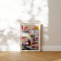Trippy Surf Collage Print, California Coastal Wall Art, Skate Beach Illustration - thumbnail 1
