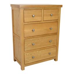 Grofurniture Large Rustic Chest Of Drawer, 2 Over 3 5 Drawer Oak Chest, Real Solid Drawers For Bedroom - thumbnail 4