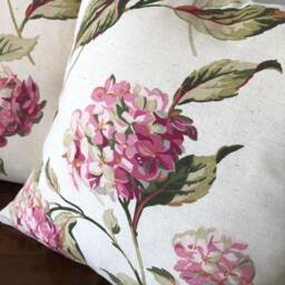 Laura Ashley Hydrangea Pink Cushion Cover Handmade Reversible Pillow - thumbnail 2