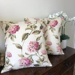 Laura Ashley Hydrangea Pink Cushion Cover Handmade Reversible Pillow - thumbnail 3