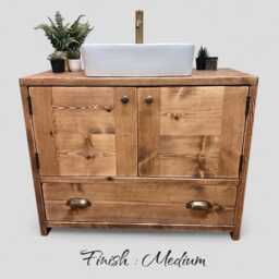 Hendrix - Handmade Solid Pine Bathroom Vanity Unit Redwood Timber Cupboard - thumbnail 1