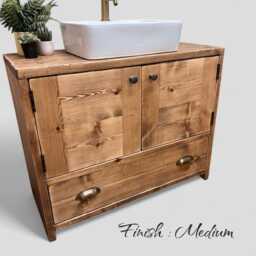 Hendrix - Handmade Solid Pine Bathroom Vanity Unit Redwood Timber Cupboard - thumbnail 2