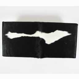 Extra Large Cowhide Footstool 309, Black & White Hair-On-Hide Ottoman - thumbnail 2