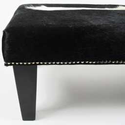 Extra Large Cowhide Footstool 309, Black & White Hair-On-Hide Ottoman - thumbnail 4