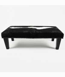 Extra Large Cowhide Footstool 309, Black & White Hair-On-Hide Ottoman