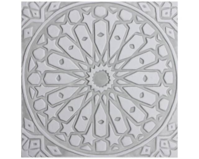 Moroccan Style Wall Hanging Handmade Ceramic Art, Grey & White - 30cm/11.8 - image 1