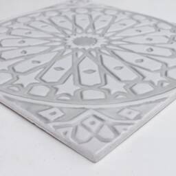 Moroccan Style Wall Hanging Handmade Ceramic Art, Grey & White - 30cm/11.8 - thumbnail 2