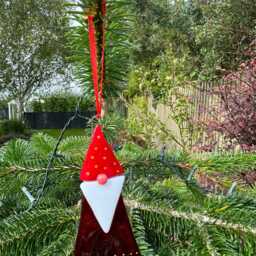 Fused Glass Hanging Contemporary Santa Tree Decoration - thumbnail 3