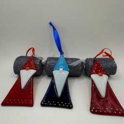 Fused Glass Hanging Contemporary Santa Tree Decoration - thumbnail 2