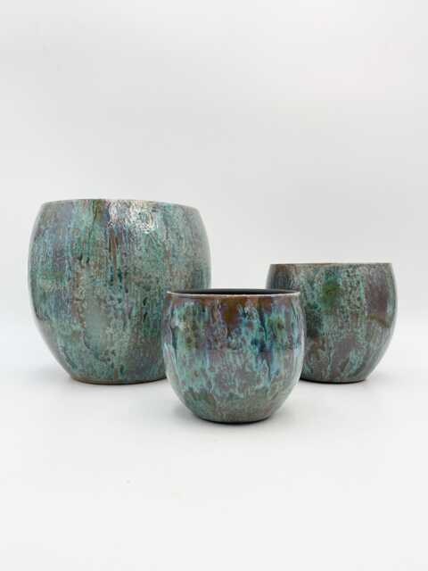 Handmade Turquoise Glazed Ceramic Plant Pot Multiple Sizes - image 1