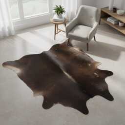 Dark Brown Small Cowhide Rug - Genuine Hair-On Leather Skin For Elegant Home Decor - 41x47 Inches - thumbnail 2