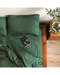 Organic Premium Cotton Bedding Set Dark Green Minimalist Natural Pillow Cases Duvet Cover Fitted Sheet