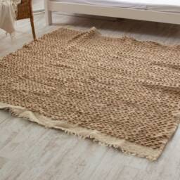 "Handwoven Wool Area Rug Scandinavian Accent Rug - 82""x82" - thumbnail 4