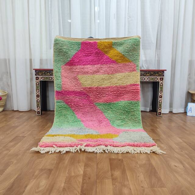 Handmade Wool Boujaad Rug - Multicolored Moroccan Berber Area Carpet - image 1