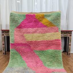Handmade Wool Boujaad Rug - Multicolored Moroccan Berber Area Carpet - thumbnail 2