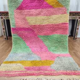 Handmade Wool Boujaad Rug - Multicolored Moroccan Berber Area Carpet - thumbnail 3
