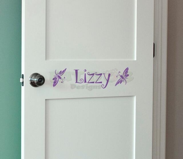 Dragonfly Personalized Name Custom Vinyl Decal - Kids Door Decal, Decor, Sign, Sticker, Girl Wall Sign - image 1