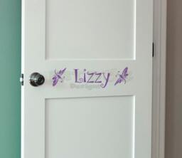 Dragonfly Personalized Name Custom Vinyl Decal - Kids Door Decal, Decor, Sign, Sticker, Girl Wall Sign - thumbnail 1