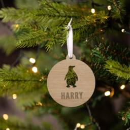 Personalised Reindeer Ornament, Christmas Bauble For Kids, Personalized Xmas Tree Decorations For Children, Engraved Wooden With Name - thumbnail 2