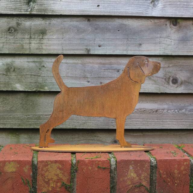 Rusty Metal Beagle Garden Ornament, Dog Memorial Gift