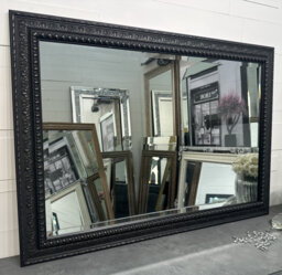 Lg Distressed Black Mirror Shabby Chic Ornate Decorative Bevelled Wall Mirror - Choose Your Size Premium Solid Wood UK Made Frame Florence - thumbnail 1