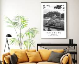 Salzburg Wall Art - Austria Print Digital Download Decor Black & White - thumbnail 1