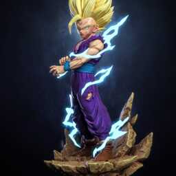 Lightning Of Silent Rage - Anime Power Up Character Energy Blast Gohan Ssj2 Resin Figure 16K - thumbnail 3