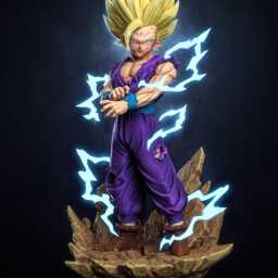 Lightning Of Silent Rage - Anime Power Up Character Energy Blast Gohan Ssj2 Resin Figure 16K - thumbnail 2