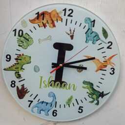 Personalised Glass Dinosaur Wall Clock - Fun Jurassic-Themed D??cor For Kids' Room Dino Lovers - thumbnail 3