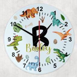 Personalised Glass Dinosaur Wall Clock - Fun Jurassic-Themed D??cor For Kids' Room Dino Lovers - thumbnail 2