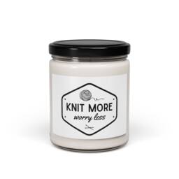 Knit More Worry Less Candle Essential Oils Soy Gift For Knitters - thumbnail 3