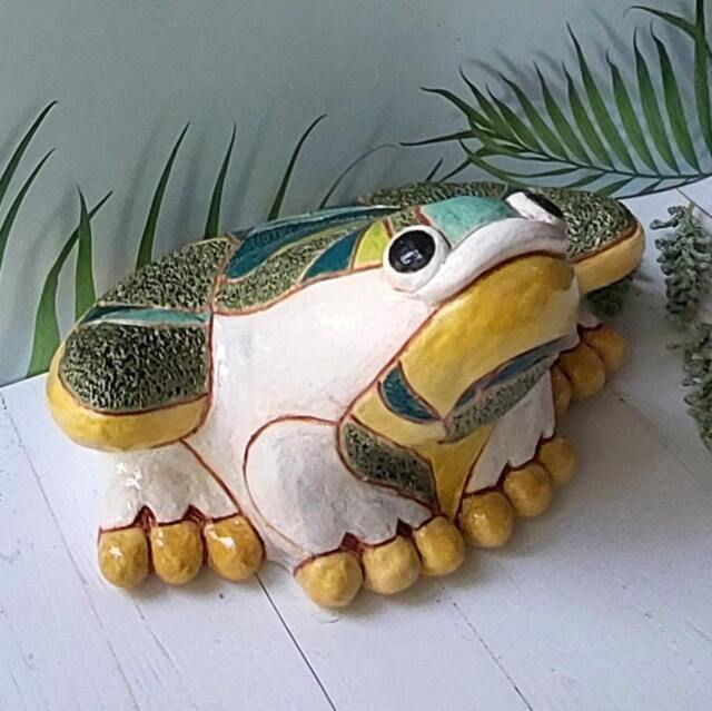 Handmade Ceramic Frog Sculpture, Unique Animal Figurine, Home Decor - image 1