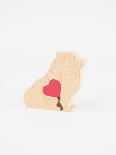 Personalized Wooden Pomeranian Figurine, Pom Dog Owner Birthday Gift, Memorial Keepsake With Engraved Love Heart - image 1