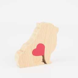Personalized Wooden Pomeranian Figurine, Pom Dog Owner Birthday Gift, Memorial Keepsake With Engraved Love Heart - thumbnail 2