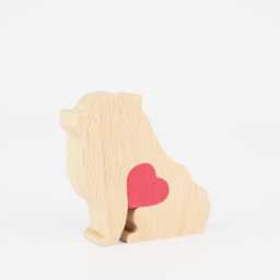 Personalized Wooden Pomeranian Figurine, Pom Dog Owner Birthday Gift, Memorial Keepsake With Engraved Love Heart - thumbnail 3