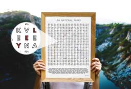 Us 60 National Parks Travel Checklist, Word Search Wall Art Poster Print, Unique Adventure Gifts For Him/Her - thumbnail 1