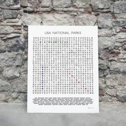 Us 60 National Parks Travel Checklist, Word Search Wall Art Poster Print, Unique Adventure Gifts For Him/Her - thumbnail 4