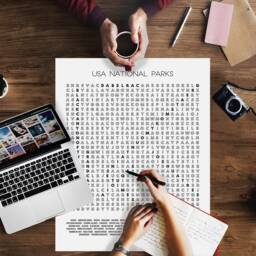 Us 60 National Parks Travel Checklist, Word Search Wall Art Poster Print, Unique Adventure Gifts For Him/Her - thumbnail 2