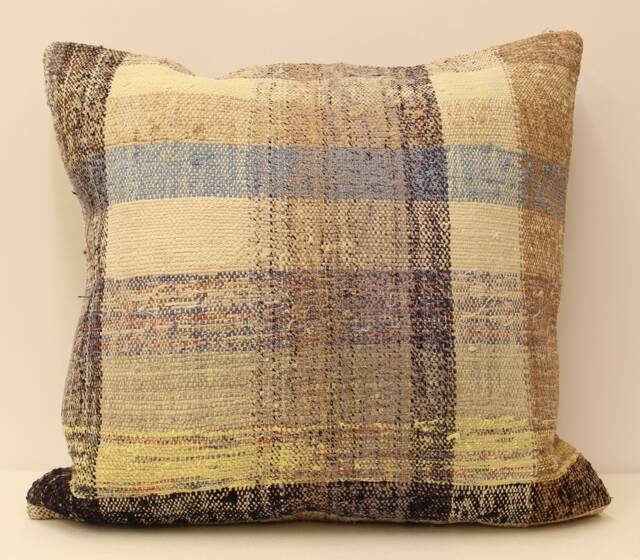 Handmade Turkish Kilim Pillow Cover, Boho Throw 24x24 - image 1