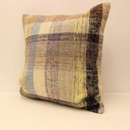 Handmade Turkish Kilim Pillow Cover, Boho Throw 24x24 - thumbnail 2