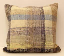 Handmade Turkish Kilim Pillow Cover, Boho Throw 24x24 - thumbnail 1