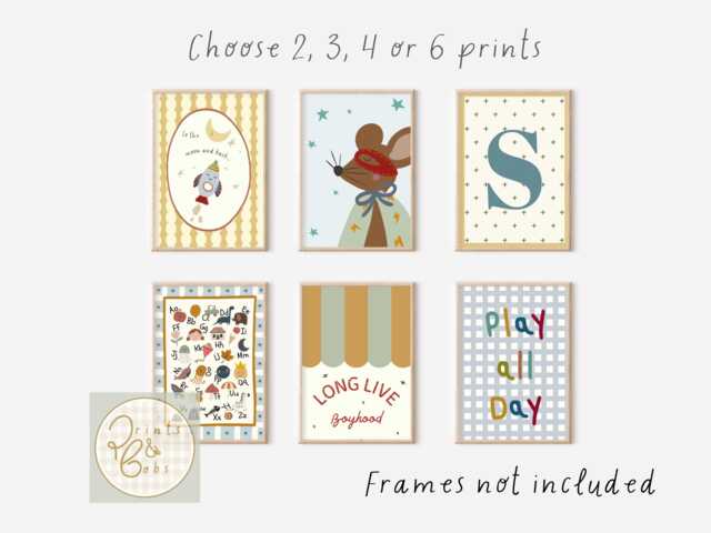 Whimsical Boys Prints. Perfect For A Playroom, Nursery Or Bedroom - Unframed - image 1