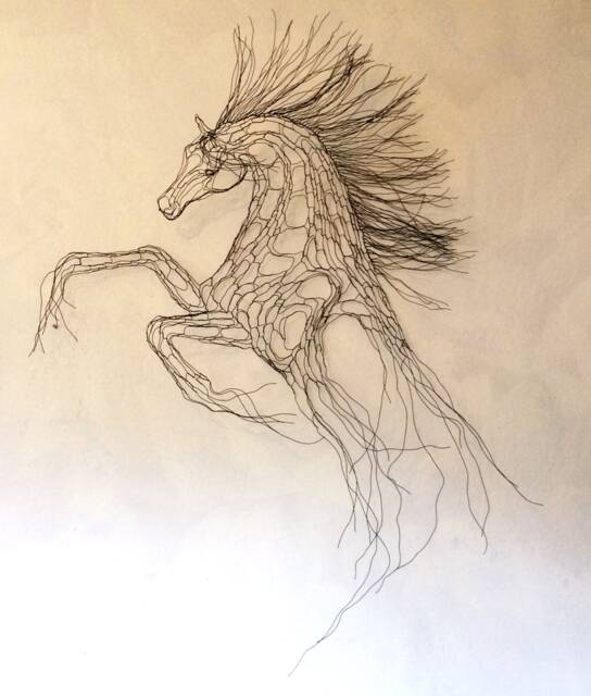 Cloud Mustang Rearing Wild Horse Wire Wall Art By Elizabeth Berrien - image 1