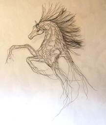 Cloud Mustang Rearing Wild Horse Wire Wall Art By Elizabeth Berrien - thumbnail 1